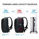 FENRUIEN Business Travel Backpack for Men, Expandable Water Resistant Computer Backpack with USB Port, Black Laptop Backpack 15.6 Inch for College/Work