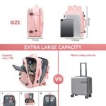 XJ-HOME Travel Backpacks with Luggage Strap, Carry on Backpack Flight Approved for women, Backpack for Traveling on Airplane with Laptop Compartment, Fit for 15.6″ Laptop, Pink