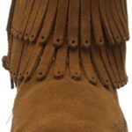 Minnetonka Women’s Double Fringe Side Zip Boot,Taupe,7.5 M US