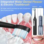 Electric Toothbrush with Water Flosser, Cordless Water Dental Flosser & Tooth Brush Combo, 3 in 1 Oral Teeth Irrigator Cleaning Kit with 4 Modes, Portable Electric Toothbrush for adults Travel Home