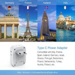 3 Pack European Travel Plug Adapter, TESSAN US to Europe Power Adapter with 4 AC Outlets and 3 USB, Type C Charger Adaptor Converter for USA to EU Italy France Spain Iceland Greece Germany Paris