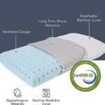 Vaverto Camping Pillow – Travel Pillow -Backpacking, Airplane, Small Pillow – Car Pillows for Sleeping with Compressible- Medium Firm Memory Foam Breathable Bamboo and Machine Washable Cover (19×13)