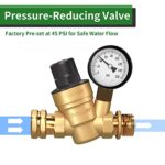 RVGUARD RV Water Pressure Regulator Valve, Brass Lead-Free Adjustable Water Pressure Reducer with Gauge and Inlet Screen Filter for RV Camper Travel Trailer