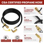 PatioGem 12 FT Quick Connect Propane Hose for RV to Grill, Propane Hose Adapter with 1/4″ Shutoff Valve and 1/4″ Male Full Flow Plug, LP RV Hose with Elbow Adapter for 17″ and 22″ Blackstone Griddles