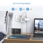 US to UK Plug Adapter, TESSAN Type G Ireland Travel Converter with 4 Electrical Outlet 3 USB Charger, USA to Dubai Kenya Scotland England British London Hong Kong Irish Singapore Power Adaptor