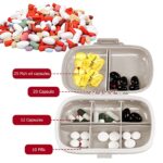 1Pack Travel Pill Organizer, 8 Compartments Portable Pill Case, Small Pill Box for Pocket Purse Portable Medicine Vitamin Container Beige