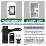 Leisure Coachworks RV- Screen Door Latch Right Hand Handle Kit – Camper Motorhome Travel Trailer