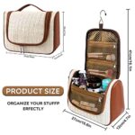 Makeup Bag Hand-Portable Girl Hanging Travel Toiletry Bag Cosmetic Bag For Women Large Makeup Bag Organizer (Straw Weaving White)