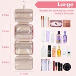 Wedama Toiletry Bag for Women, Large Cosmetic Travel Bag, Hanging Toiletry Bag for Bathroom, Thickened PVC Waterproof Travel Makeup Bag, Toiletries Bag for Travel Business Trips and Camping, Pink