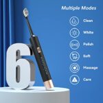Aneebart Sonic Electric Toothbrush 2 Pack，Electric Toothbrush for Adults and Kids ，Travel Electric Toothbrush Includes 12 Dupont Brush Heads，6 Modes with 2 MIN Smart Time (Black Pink)