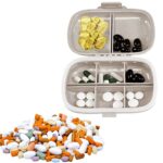 Zuiaso 1Pack Daily Pill Organizer, 8 Compartments Travel Pill Case for Pocket Purse Portable Medicine Vitamin Container Beige