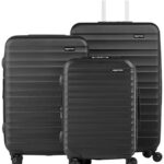 Amazon Basics 3-Piece Set Hardside Spinner, Black