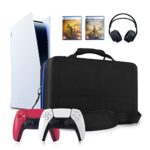 Carrying Case for Playstation 5 Console, Travel Case for PS5 Compatible with Disc& Digital Edition with Base On, Hard Shell Storage Bag for PS5 DualSense Controllers/Pulse 3D Headset/Cords and Other Accessories
