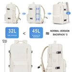 VGCUB Large Travel Backpack,Carry on Backpack for Women Men Airline Approved Gym Backpack Waterproof Business Laptop Daypack, Beige Expandable