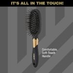 Conair Velvet Touch Travel Hairbrush, Hairbrush for Men and Women, Cushion Base Hairbrush for Everyday Brushing with Soft-Touch Handle, Color May Vary, 1 Count