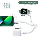 USB C Charging Cable for iPhone and iWatch, Fast 3 in 1 Magnetic Wireless Charger with 2 Cables Compatible with Apple iPhone 14 13 Pro Max 12 11 XR XS X/iWatch Series 8 7 6 SE 5 4 3 2 1 / AirPods