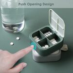 Small Pill Case, Cute Pill Box – Acedada Travel Daily Pill Organizer, Portable Pretty Pill Container for Purse Pocket, Compact Medicine Holder for Vitamins, Fish Oils, Supplements, Green