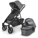 UPPAbaby Vista V2 Stroller – Greyson (Charcoal Melange/Carbon/Saddle Leather) + Mesa Infant Car Seat – Jordan (Charcoal Melange) Merino Wool