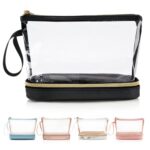 Ethereal Clear Makeup Bag, Small Makeup Bag for Purse Travel Makeup Bag for Women TSA Approved Cosmetic Bag Waterproof Toiletry Bag (black)