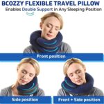 BCOZZY Neck Pillow for Travel Provides Double Support to The Head, Neck, and Chin in Any Sleeping Position on Flights, Car, and at Home, Comfortable Airplane Travel Pillow, Large, Navy