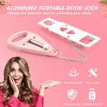 AceMining Portable Door Lock Home Security Door Locker Travel Lockdown Locks for Additional Safety and Privacy Perfect for Traveling Hotel Home Apartment College-Pink(1 Pack)