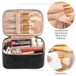 OCHEAL Makeup Bag, Portable Cosmetic Bag, Large Capacity Travel Makeup Case Organizer, Black Makeup Bags For Women Toiletry Bag for Girls Traveling With Handle and Divider