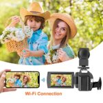 WZX 4K Video Camera Camcorder, Ultra HD WiFi 60FPS 48MP 16X Digital Zoom, Touch Screen Night Vision Vlogging Camera, YouTube Camera with External Microphone, Remote Control, Lens Hood, Stabilizer