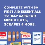 Johnson & Johnson Travel Ready Portable Emergency First Aid Kit for Minor Wound Care with Assorted Adhesive Bandages, Gauze Pads & More, Ideal for Travel, Car & On-The-Go, 80 pc