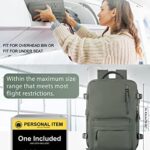 VECAVE Travel Backpack for Women,Airline Flight Approved Waterproof 14 Inch Laptop Backpack，Carry On Backpack with Shoe Compartment Casual Backpacks DarkGreen