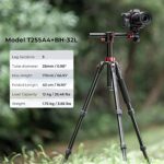 K&F Concept 67 inch Camera Tripod Horizontal Aluminum Tripods Portable Monopod with 32mm Ball Head 12KG Load Capacity Quick Release Plate, for Travel and Work T255A4+BH-32L(Red)