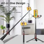 60″ Travel Tripod for iPhone,Extendable Cell Phone Selfie Stick Tripod with Wireless Remote,Compact Tripod Phone Stand with Cold Shoe Mount for iPhone 14/13/12/11 Pro/XS/Max/XS/XR/X, Samsung