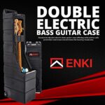ENKI Double Electric Bass Guitar Hard Case | Airline-Safe Flight Protection & Travel Gig Convenience | Heavy-Duty Luxury Instrument Carrier Bag | Doubles as a Bass Stage Rack Stand | Gen 3 AMG-2
