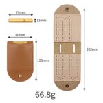 Travel Cribbage Board Portable Leather Cribbage Board Game Set, Cribbage Boards Unique 2 Track Cribbage Board, Mini Cribbage Board with 4 Cribbage Board Pegs,3.14×4.92 in,After Unfolding L:10.31 in