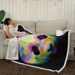 Jurllyshe Panda Plush Blanket Sherpa Fleece Blanket,Soft Warm Fuzzy Throw Blankets Kids or Adults for Crib Bed Couch Chair Four Seasons Living Room Travel Outdoor (Colorful Panda, 50 x 60 Inch)