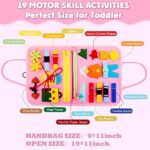 Guolely Busy Board Montessori Toy for 1 2 3 4 Year Old Toddlers – Educational Activity Developing Sensory Board for Basic Dress Fine Motor Skills – Travel Toys for Plane Car, Gift for Boys Girls