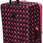 Rockland Fashion Softside Upright Luggage Set, Black/Pink Dot, 4-Piece (14/19/24/28)