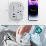 Flat Plug Power Strip- USB Travel Power Strip, 3 Outlets and 3 USB Ports(1 USBC) Desktop Charging Station, 5 Ft Wrapped Extension Cord, Non-Surge Protector for Cruise Ship, Travel Dorm Room Essential