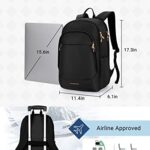 LIGHT FLIGHT Travel Laptop Backpack Women, 15.6 Inch Anti Theft Laptop Backpack with USB Charging Hole, Water Resistant College Bookbag, Large Capacity Black Computer Backpacks for Work, Black…