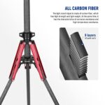 NEEWER Light Stand Carbon Fiber with 180° Reversible Legs, 1/4”-3/8” Screw Adapter and Bag, 86.5in/220cm Portable Travel Tripod Stand for Outdoor Photography Speedlite Strobe Softbox, ST210R
