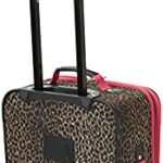 Rockland Fashion Softside Upright Luggage Set, Expandable,Lightweight,Telescopic Handle,Wheel, Pink Leopard, 2-Piece (14/19)