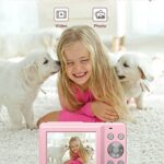 Digital Camera, FHD 1080P, Digital Point and Shoot, 44MP for Vlogging with Anti Shake 16X Zoom, Compact, Small for Kids Boys Girls Teens Students Seniors- Pink