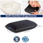 alkamto Travel & Camping Comfortable Memory Foam Pillow with Extra Cotton Cover – Easy to Carry Portable Bag – Temperature Regulating Pillow Case – Perfect for Travelling/Fishing/Backpacking/Hiking