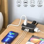 Travel Power Strip with USB C Port, NTONPOWER Flat Plug Extension Cord with 4 Outlets 3 USB (1 USB C) for Cruise Ship Essentials, 4ft Wrapped Short Extension Cord for Hotel Dorm Room Travel Essentials