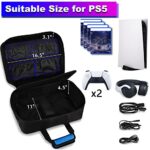SWOJG Carrying Case for PS5, Protective Travel Bag for PS 5 Controller Console Games, Large Capacity Carry Case Compatible with Playstation 5 Disk Digital Edition, Gaming Headset and Game Accessories