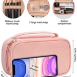 Relavel Makeup Bag Small Travel Cosmetic Bag for Women Girls Makeup Brushes Bag Portable 2 Layer Large Capacity Cosmetic Case Brush Storage Organizer Pouch Christmas Gifts Purse Toiletry Bag (Pink)