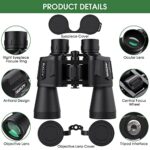 20×50 High Powered Binoculars for Adults, Premium Waterproof Compact Binoculars with Low Light Vision for Bird Watching Hunting Travel Football Games Stargazing with Carrying Bag