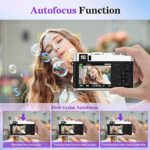 Digital Camera 4K Auto Focus 48MP Vlogging Digital Video Camera for YouTube 32G Memory Card Portable Digital Camera with Viewfinder Built-in Flash Anti-Shake Rotary Button