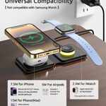 HEYLINSI Wireless Charging Station, Foldable Magnetic Wireless Charging Pad for iPhone 14/13/12 Pro Max/X/XS, 2 in 1 Wireless Travel Charger for AirPods 3/2/Pro Apple Watch