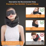 MLVOC Travel Pillow Memory Foam Neck Pillow, Adjustable Comfort Breathable Cover, Airplane Travel Set with 3D Sleep mask, Earplugs Box, for Airplane, Car, Office, Home (Full Black)