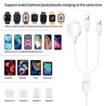 3 in 1 Charger Cable for Apple Watch/iPhone/Airpods, Wireless Watch Charger Compatible with Apple Watch Series 7,6,5,4,3,2,1 and iPhone 13,12,11,Pro,Max,XR,XS,XSX & Pad Series
